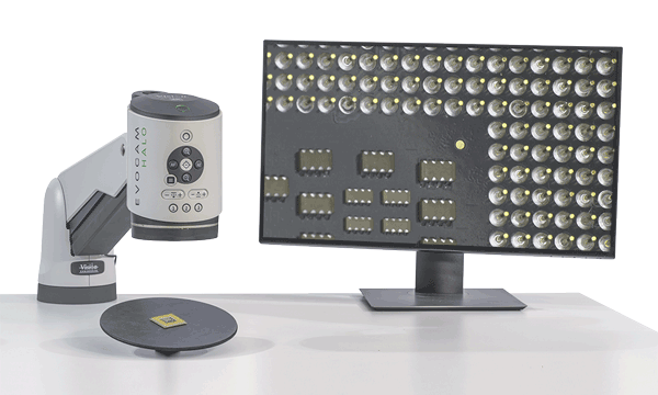 evocam_halo_105_verso_angled_right_monitor_squarePCB-600×360 EVO Cam HALO on verso mount angled Right with a monitor screen